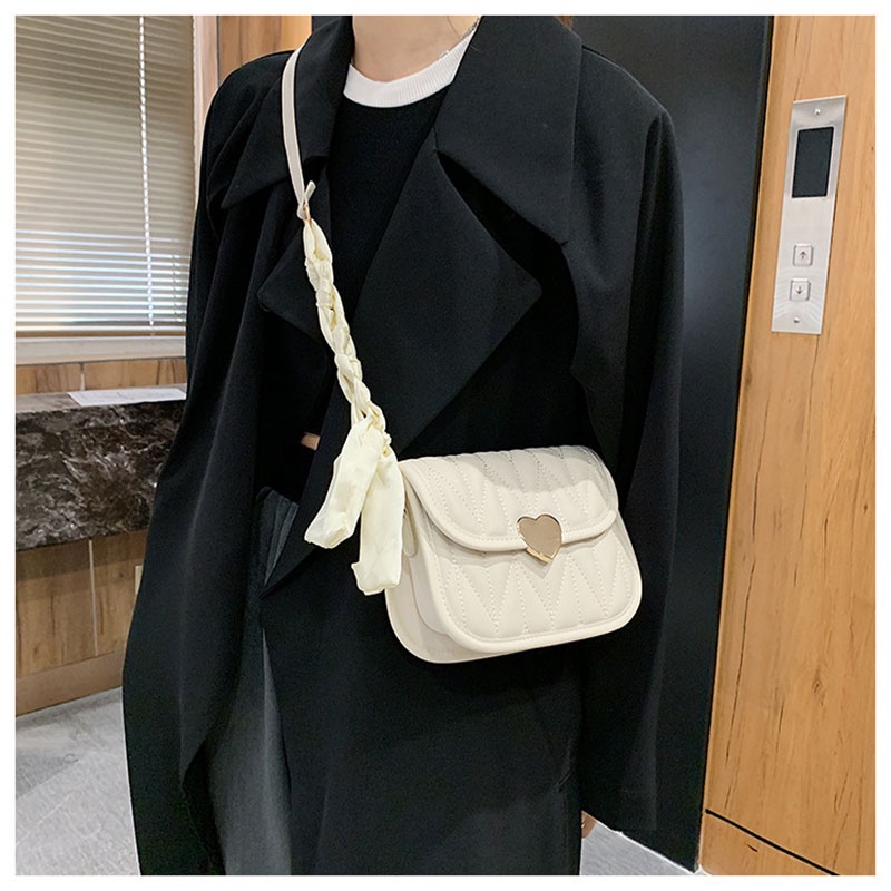 Mischa Túi Đeo Vai Hình Vuông Cỡ Nhỏ Bằng PU Màu Trơn Thêu Họa Tiết Hình Thoi Đơn Giản Thời Trang