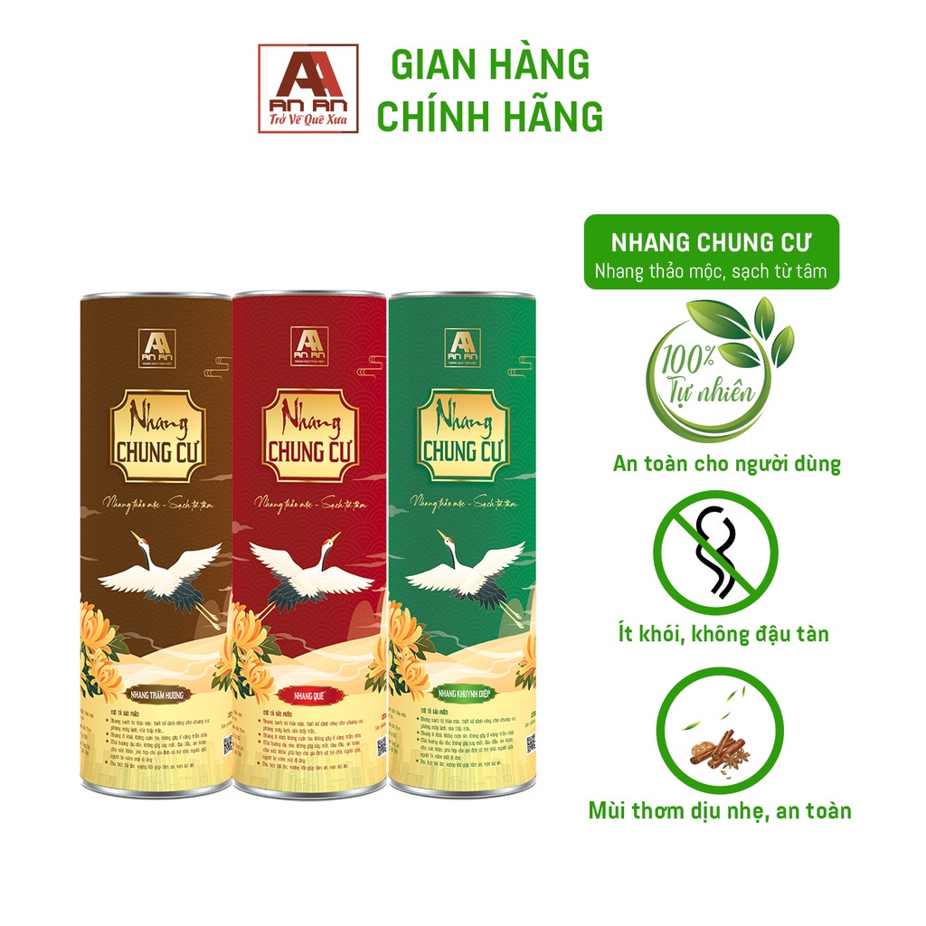 Nhang chung cư An An dài 23 cm hương Khuynh diệp ít khói không ám trần nhà, mùi hương dịu nhẹ