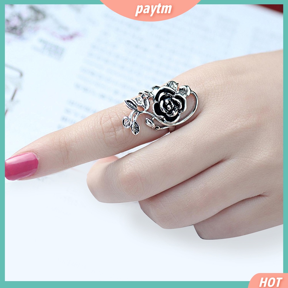 (PTM) Nhẫn Hợp Kim Mặt Hình Hoa Hồng Thời Trang Cho Nữ