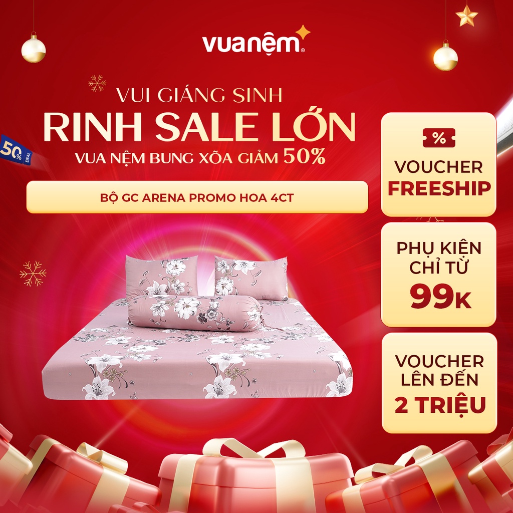 Bộ ga chun Vua Nệm Arena Promo hoa 4CT 521