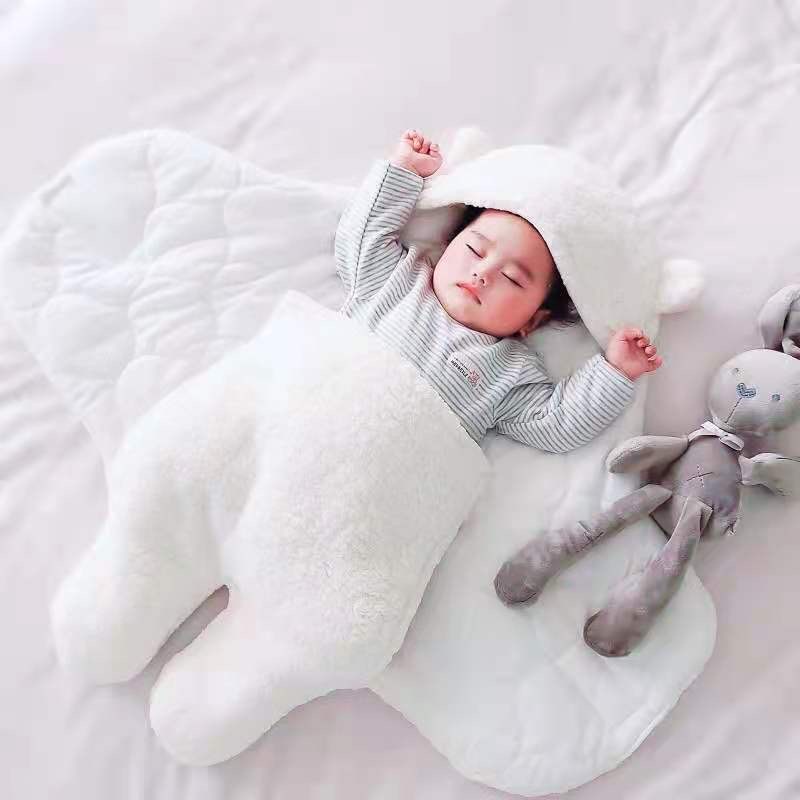 Babyfair. Chăn quấn trẻ em Polyester Len Mô hình hoạt Mềm mại Thân thiện với Da Túi ngủ 70cm