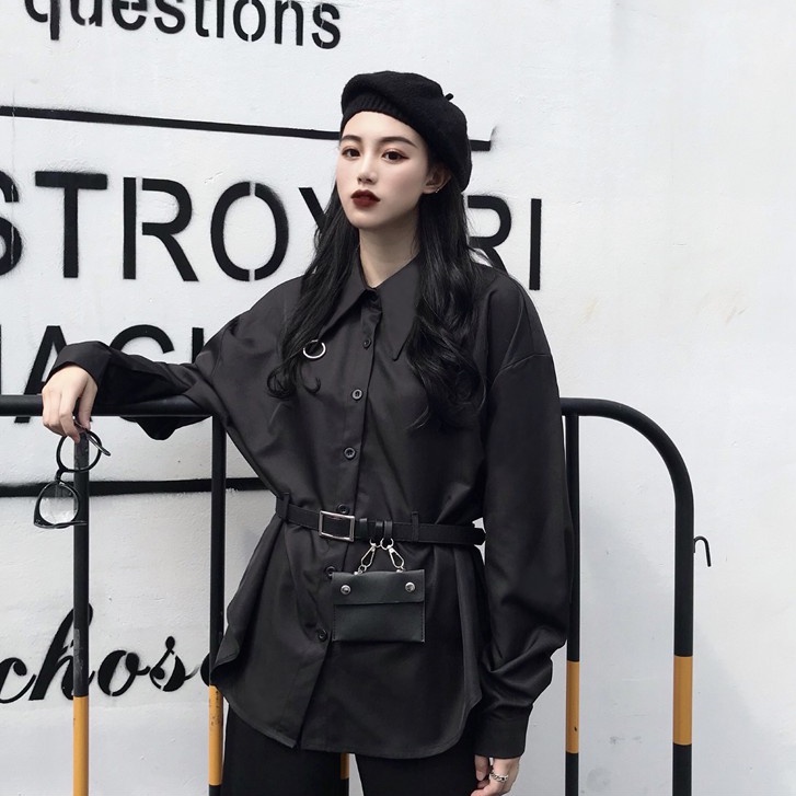 Áo sơ mi nữ SUXI dài tay có thắt lưng phong cách Hàn Quốc