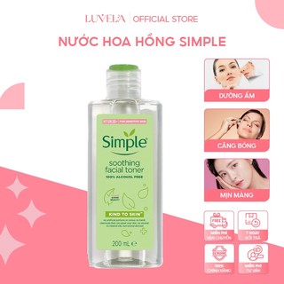Nước Hoa Hồng Simple Dành Cho Da Nhạy Cảm, Da Khô, Da Dầu Mụn Kind To Skin Soothing Facial Toner 200ml  Hh07