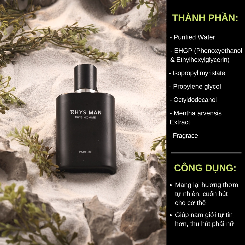 Bộ quà tặng nam giới SỮA TẮM GỘI nam 3 in 1 hương nước hoa 350ml & NƯỚC HOA nam Homme RHYS MAN 50ml