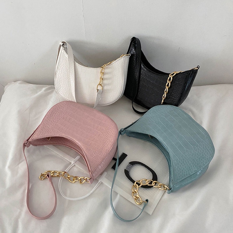 Mischa Túi Đeo Vai Bằng Da PU Màu Trơn Phong Cách Phương Tây Dễ Phối Đồ