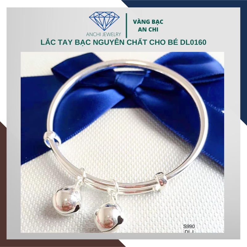 Kiềng tay tròn trơn cho bé sơ sinh , chuẩn bạc ta - Anchi jewelry - TỰ CHỈNH SIZE