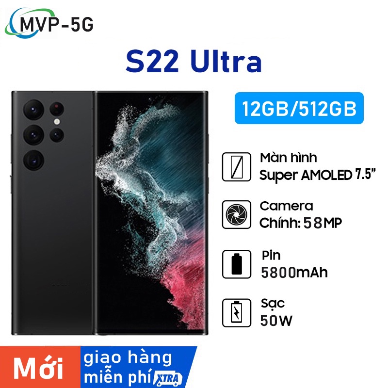 Điện thoại galaxy S22 Ultra Bán điện thoại di động mới 2022 12GB+512GB Android 5g trò chơi của Google