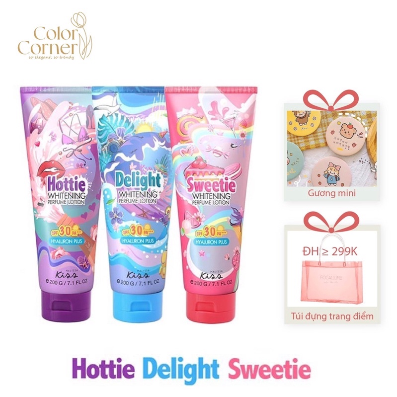 SỮA DƯỠNG ẨM CHỐNG NẮNG HƯƠNG NƯỚC HOA MALISSA KISS WHITENING PERFUME LOTION SPF30 PA+++ 200G