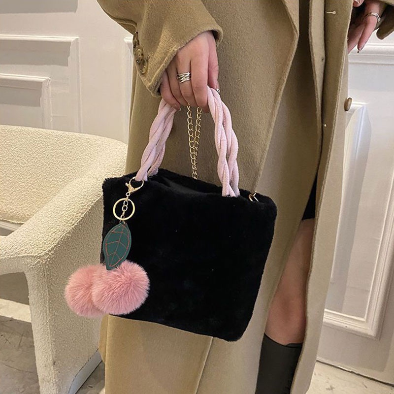 MISCHA Túi Xách Đeo Vai Bằng Vải Bông Màu Trơn Dễ Thương Thời Trang