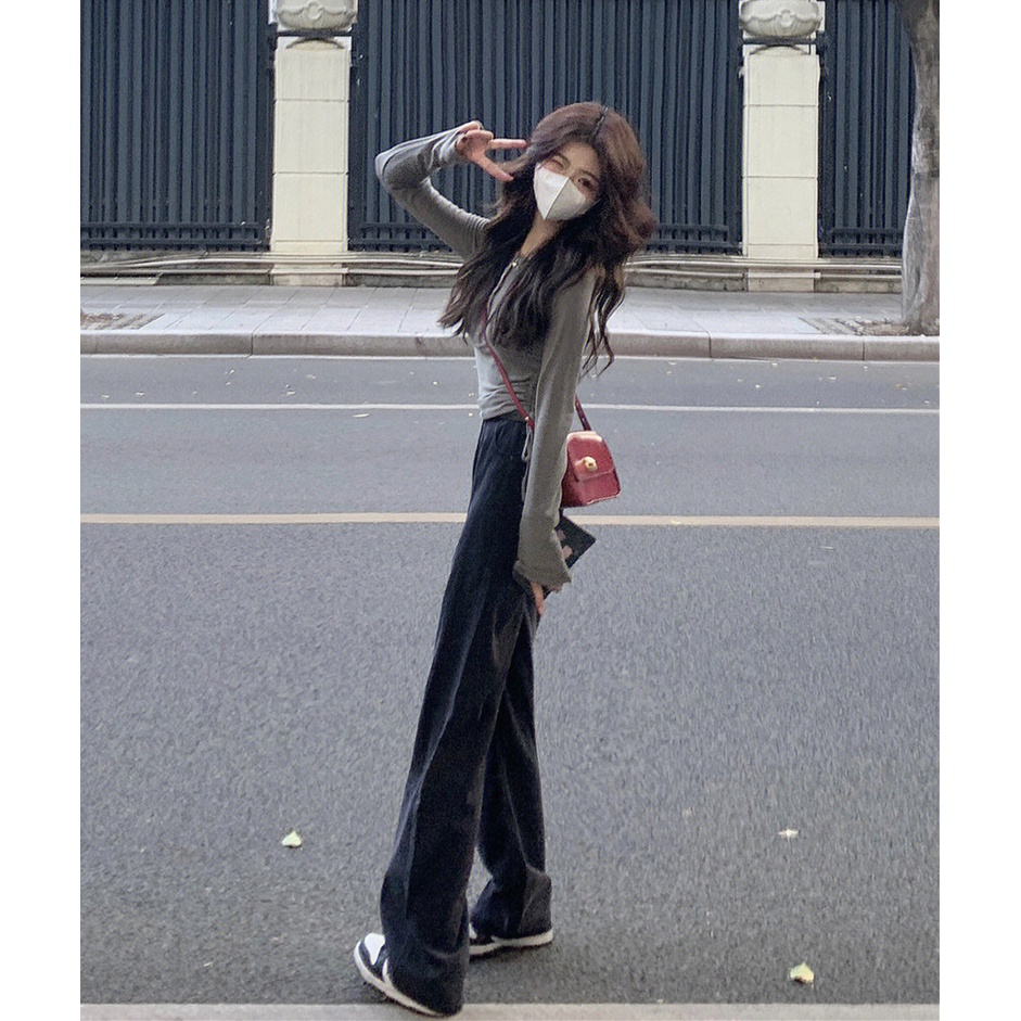 Ethelgirl Áo Thun Dài Tay Màu Trơn Thiết Kế Mỏng Năng Động Thời Trang Dành Cho Nữ