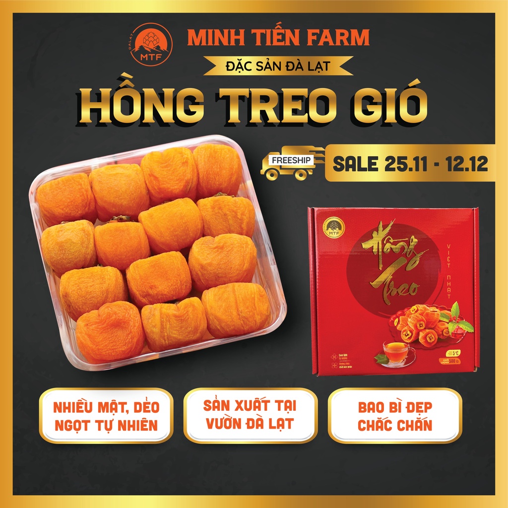 Hồng treo gió sấy khô dẻo Đà Lạt xưởng gốc Minh Tiến Farm