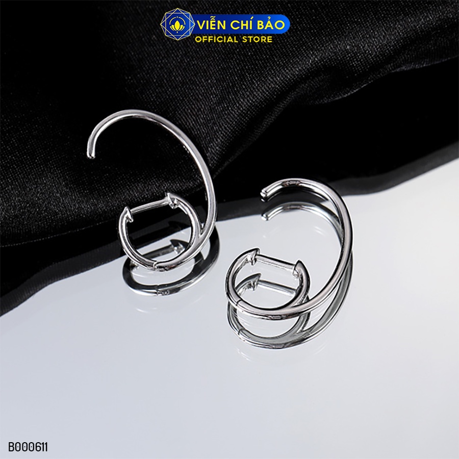 Bông tai bạc nữ cách điệu cá tính chất liệu bạc 925 thời trang phụ kiện trang sức Viễn Chí Bảo B000611