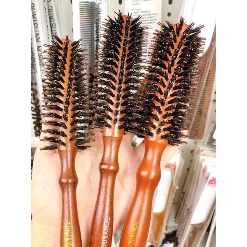Lược Tròn Toni & Guy Tạo Phồng Kiểu Tóc - Lược Tròn Tạo Kiểu Tóc , Lược Cán Gỗ Cao Cấp