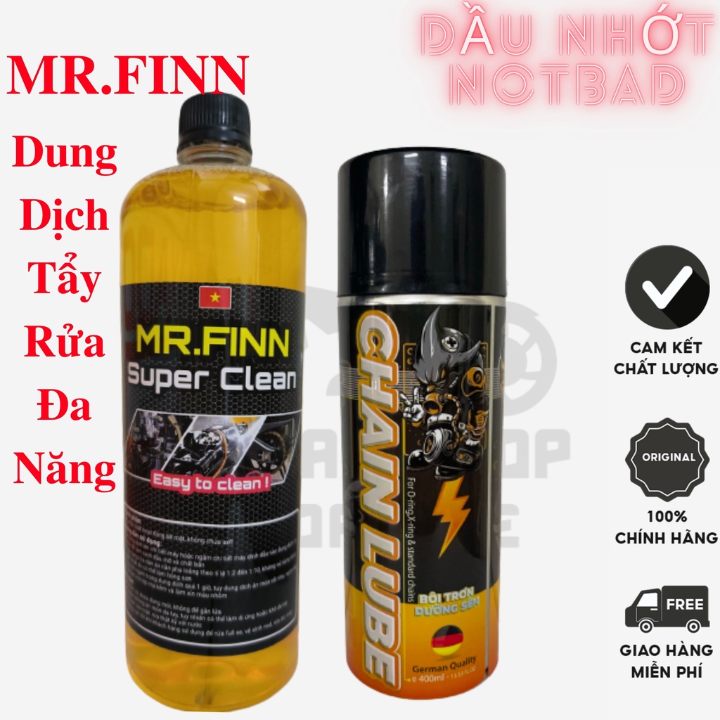 [COMBO 99K] Xịt dưỡng sên SPRAYKING + Rửa sên Mr.Finn Super Clean 500ml,1L