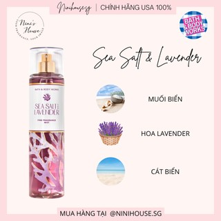 [Vỏ Mới] Xịt thơm Body Mist Bath and Body Works mùi Sea Salt Lavender 💐