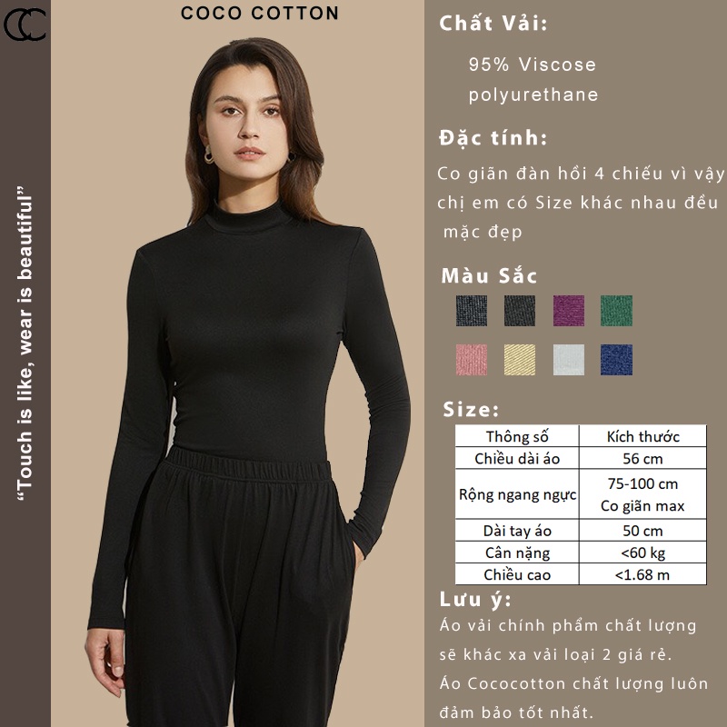 Áo giữ nhiệt nữ thun dài tay COCOCOTTON cao cấp CC02