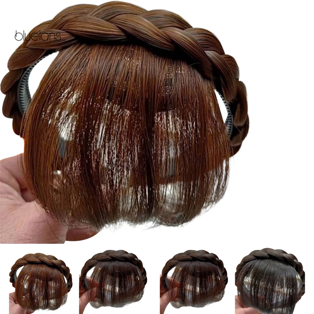 Băng Đô Bện Tóc Mái Giả Màu Đen Trọng Lượng Nhẹ