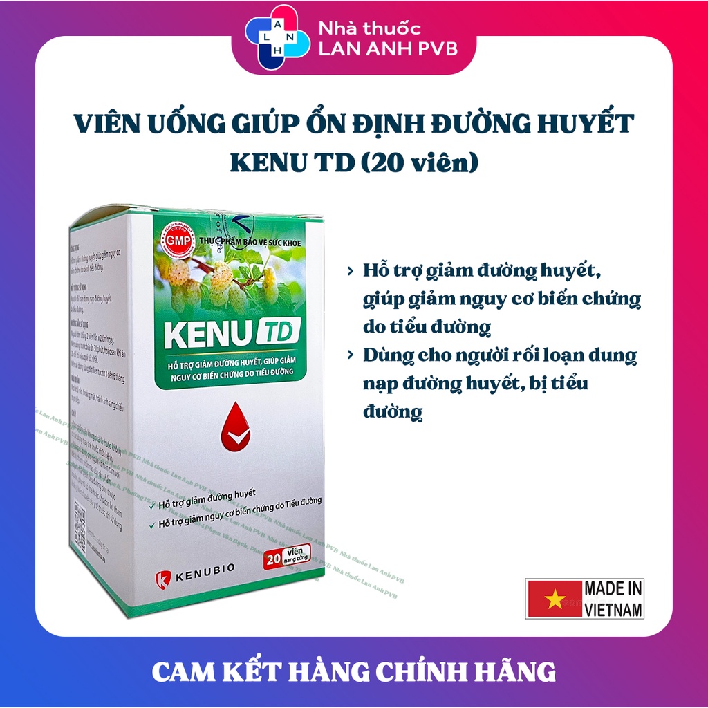 KENU TD (20 viên) - Hỗ trợ giảm đường huyết, giúp giảm nguy cơ biến chứng do tiểu đường.