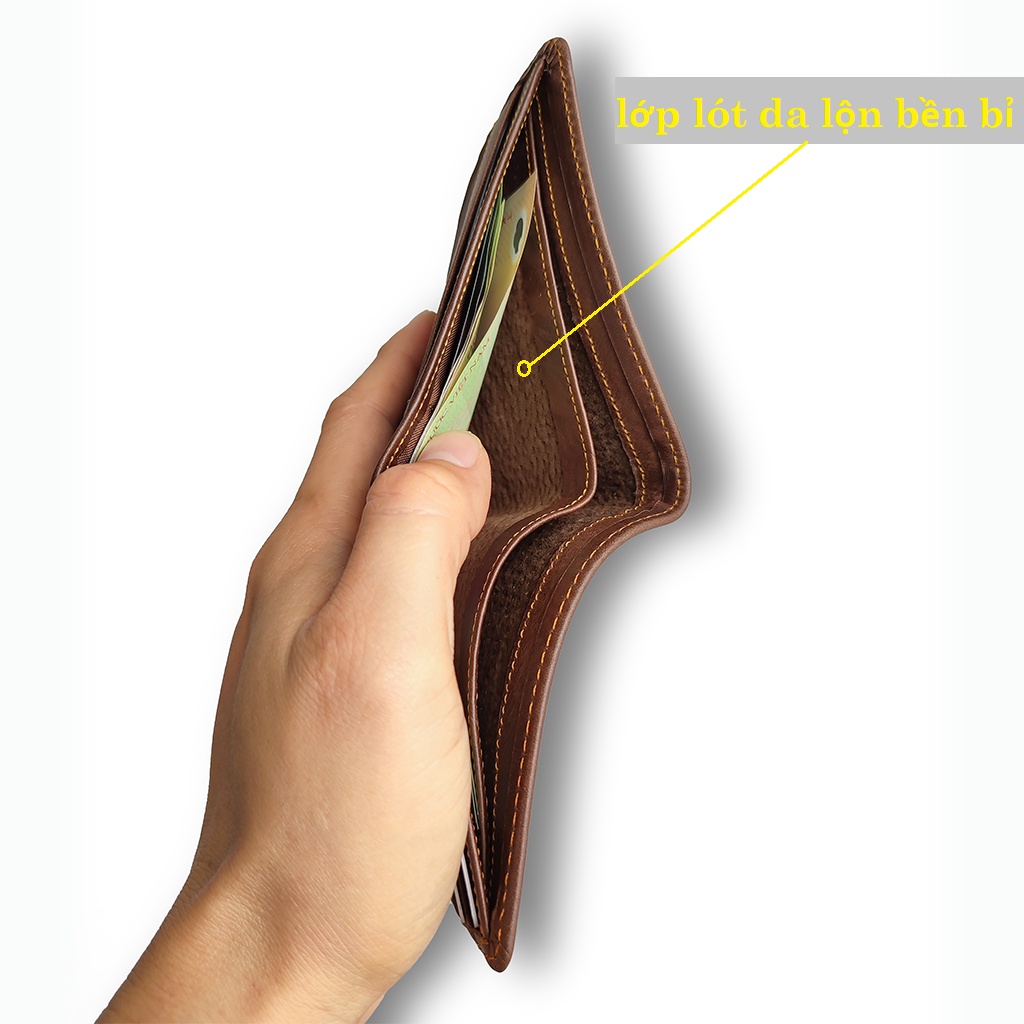 Ví nam mini nhỏ gọn da bò thật fullbox box bảo hành 12 tháng
