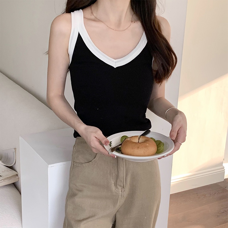 NRVP Áo Tank Top Đơn Co Giãn Phong Cách Hàn Quốc Với Đệm Lót