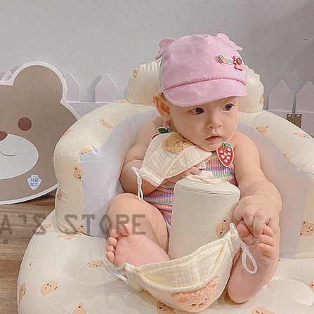 Khẩu trang muslin handmade hình gấu thêu cute chống nắng tái sử dụng nhiều lần an toàn cho bé