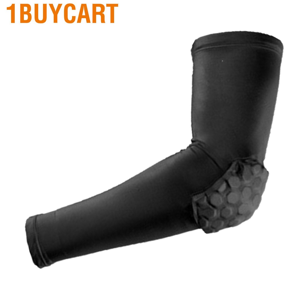 1buycart Sports Elbow Guard Lengthened Black with Honeycomb Pad Nylon and Polyurethane Support Sleeve for Fitness