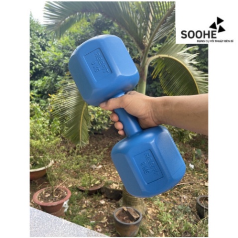 Tạ tay thể thao nhựa bát giác Reefit từ 6-12kg có ruột (gồm 1 cục) - soohe