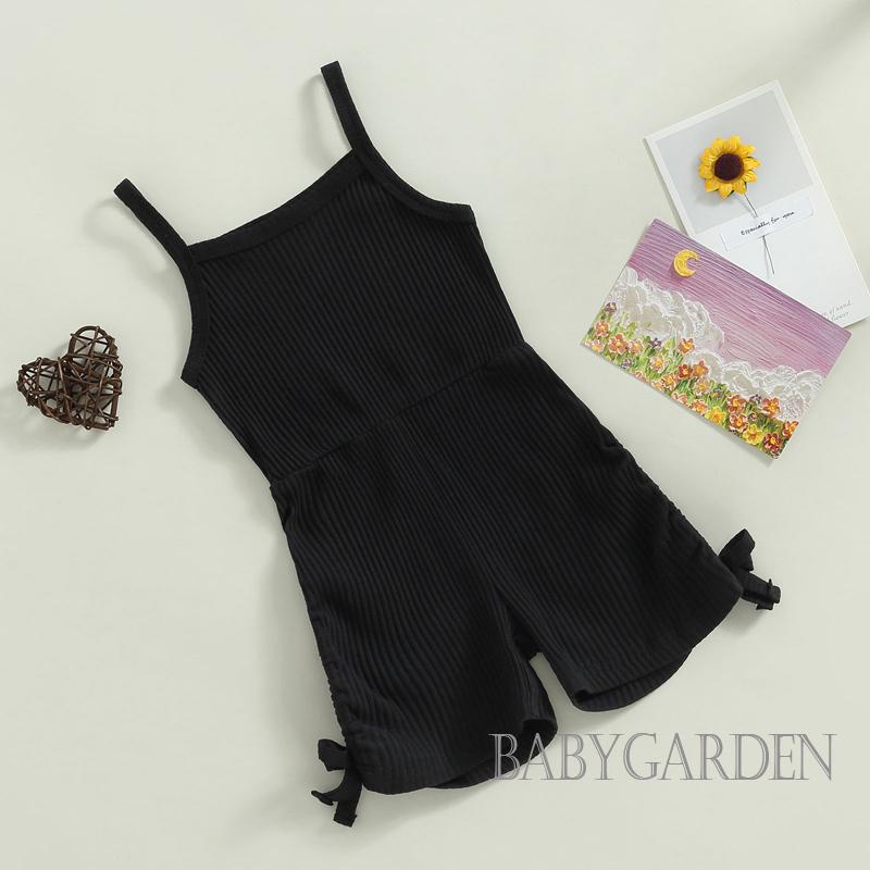 Bộ Áo Liền Quần Hai Dây Màu Trơn Dễ Thương Cho Bé Gái 9 Tháng-5 Tuổi