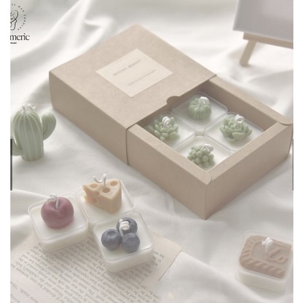 Nến Thơm Tealight Topping Hoa Quả Sen Đá Sáp Đậu Nành Không Khói - Trang Trí Decor Làm Quà Tặng