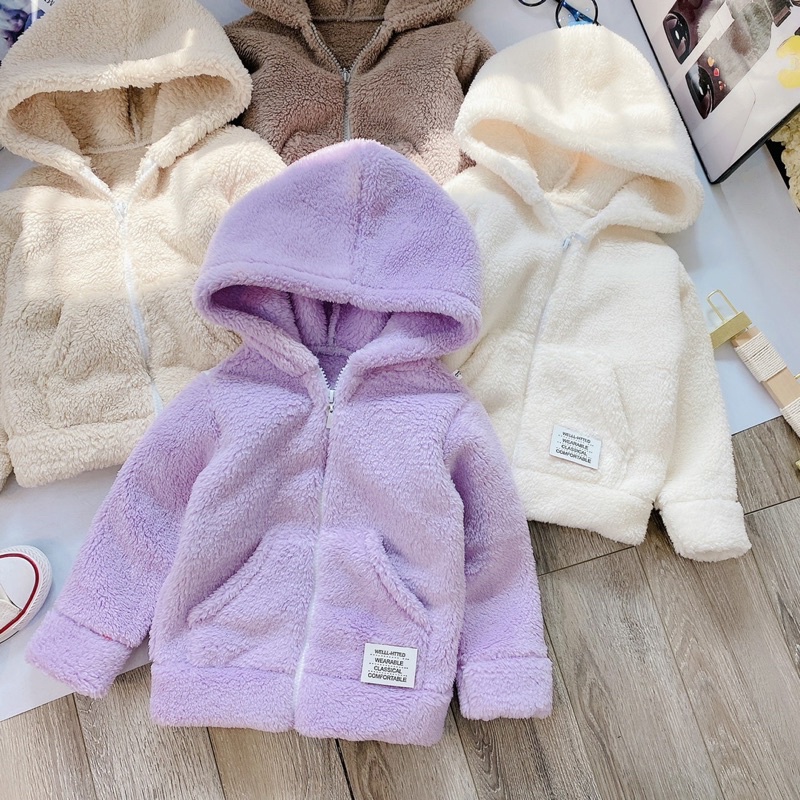 Áo lông cừu bé trai bé gái cực xinh bao ấm 8-18kg