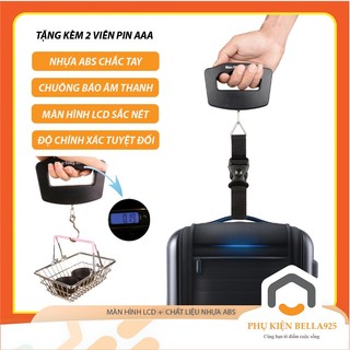 Cân cầm tay Bella925 cân điện tử màn hình LED 50kg đi du lịch có âm thanh tặng 2 pin AAA