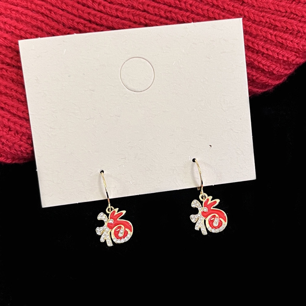 1 Đôi Bông Tai Hình Thỏ Đỏ Phong Cách Trung Hoa Mới