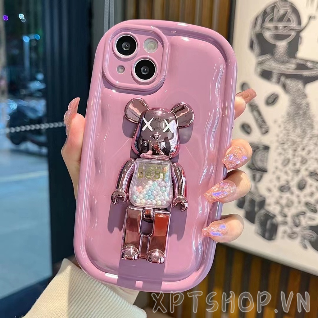 Ốp Điện Thoại Mềm Chống Sốc Màu Trơn Có Giá Đỡ Cho iphone15 pro max 14 13 12 11 pro max xr ix