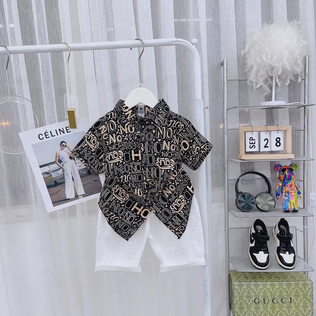 Áo sơ mi lụa bé trai size 17-34kg