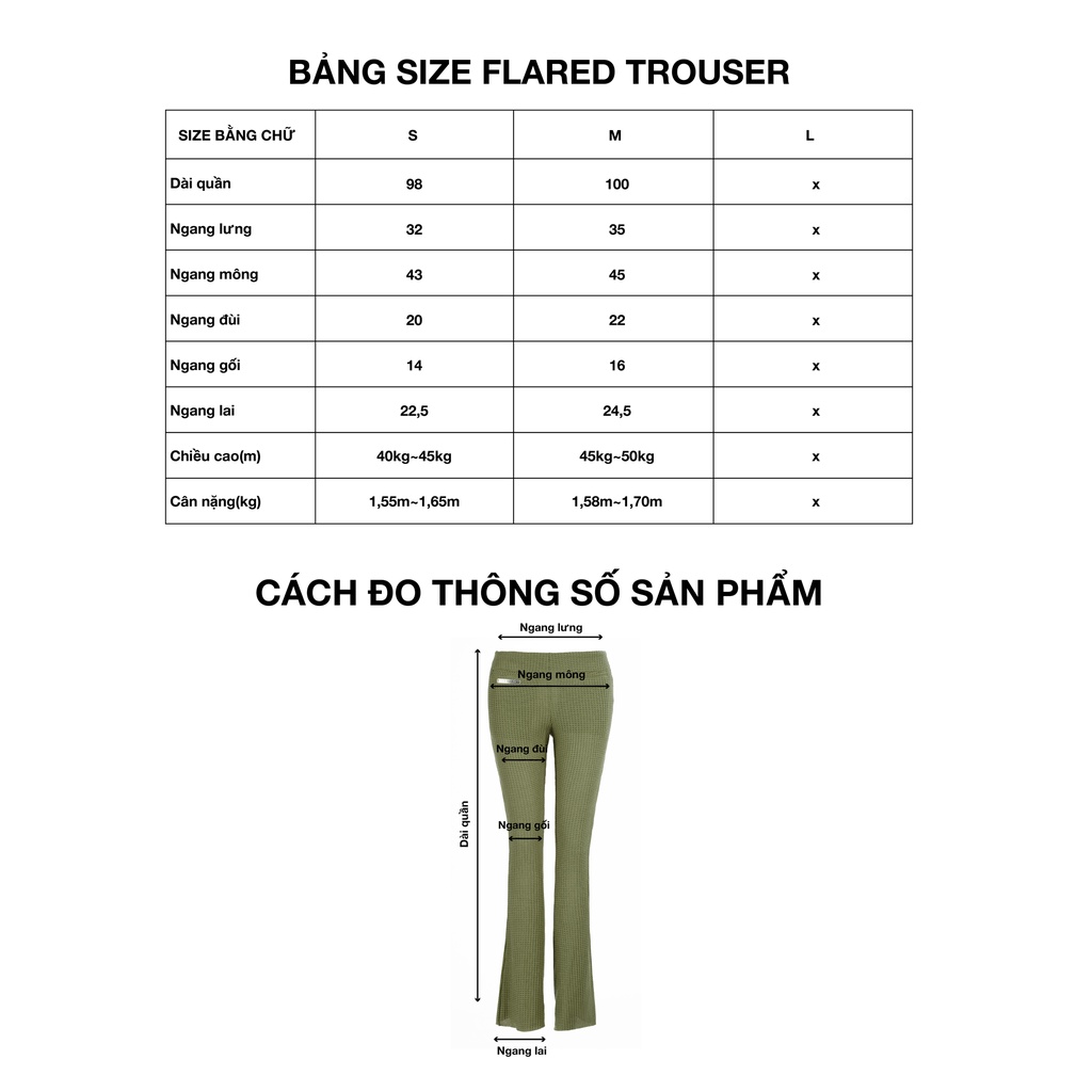 Quần Nữ Bad Habits FLARED TROUSER MOSS - Local Brand Chính Hãng