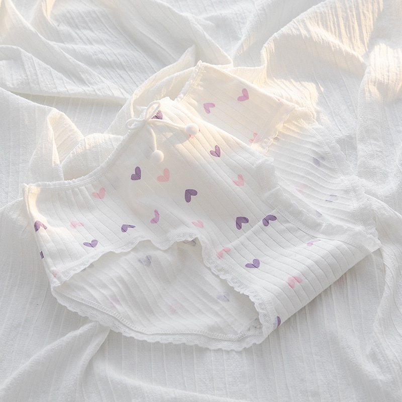 Quần Lót Cotton Tím Eo Giữa Dễ Thương Cho Bé Gái