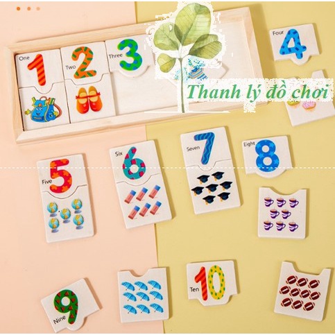 Hộp thẻ gỗ học đếm và ghép số lượng cho bé