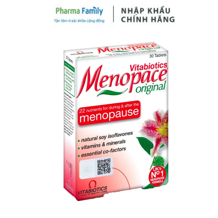 Viên uống tiền mãn kinh Vitabiotics Menopace Original- Hỗ trợ cân bằng nội tiết tố cho phụ nữ