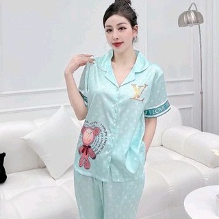 Đồ bộ pyjama nữ mặc nhà lụa xướt cao cấp in 5d hàng có size