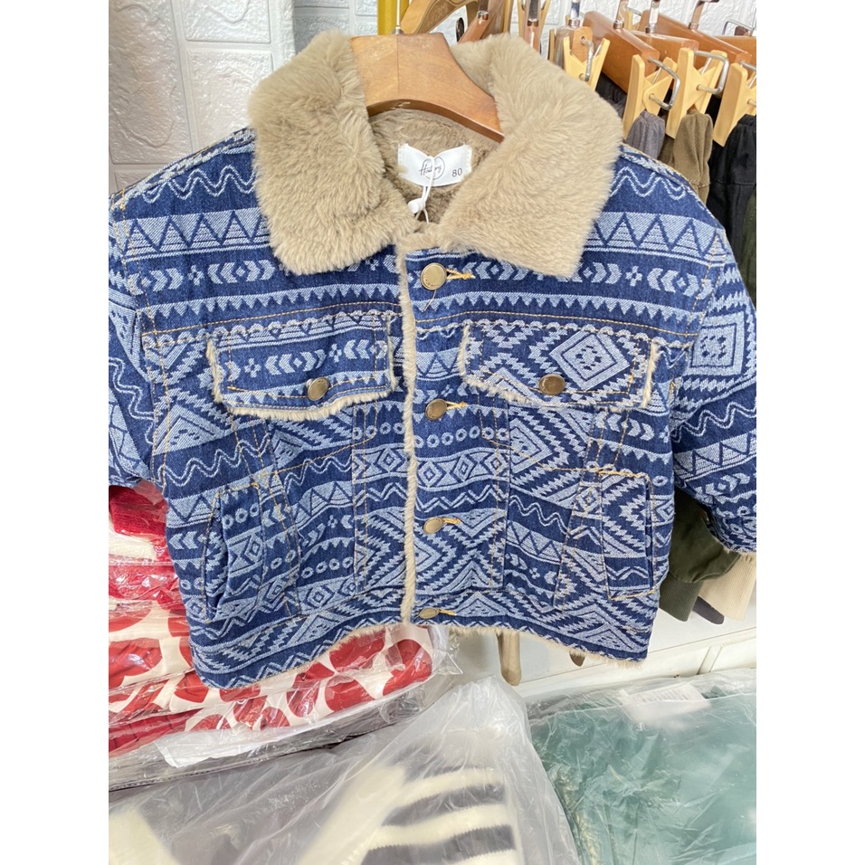 Áo Khoác Bò Lót Lông Dày Ấm Cho Bé Trai / Bé Gái Sz 80-120