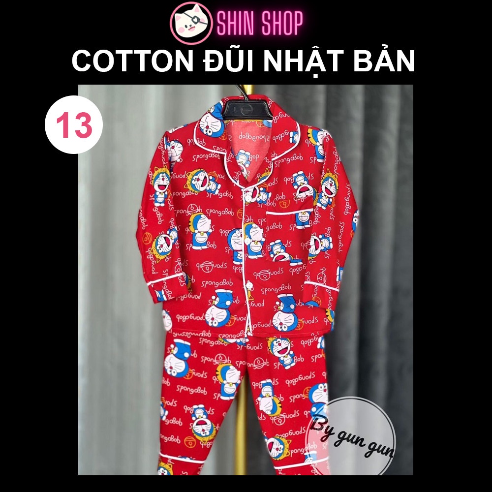 (9-47kg) ✅ Pizama Cotton Đũi Nhật Bản Doremon đỏ CD13 tay dài trẻ em đồ ngủ| đồ đi chơi bé