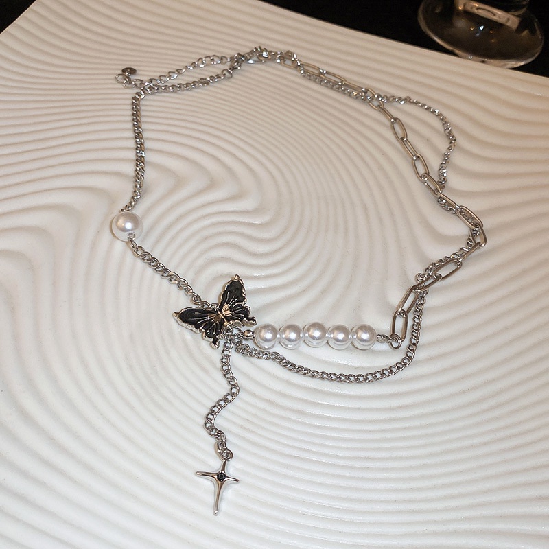 Vòng cổ Hình Bướm Đính Ngọc Trai Thời Trang Cho Nữ