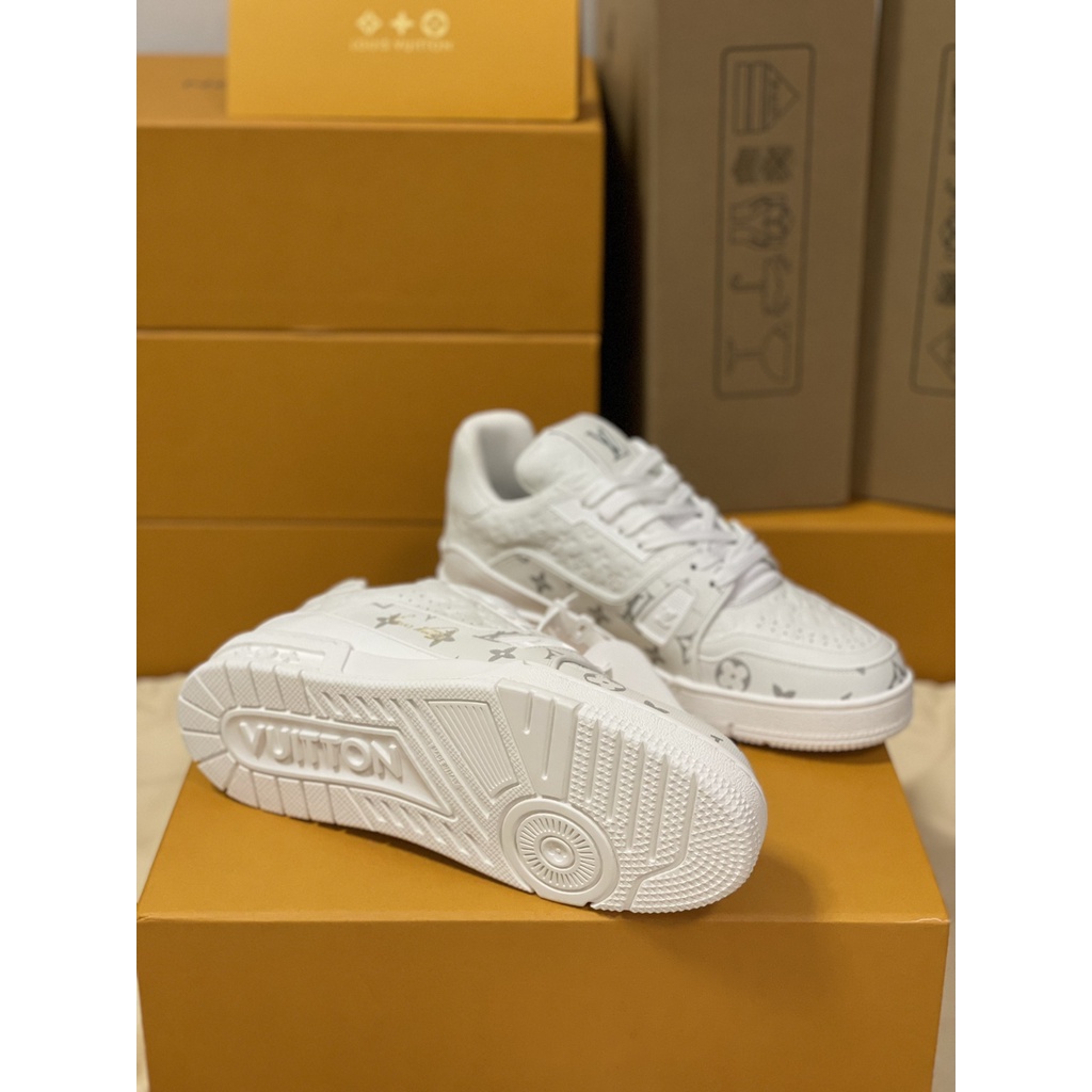 Giày thể thao sneaker thời trang nam nữ cao cấp thương hiệu Louis Vuitton LV thiết kế hoạ tiết logo thời thượng