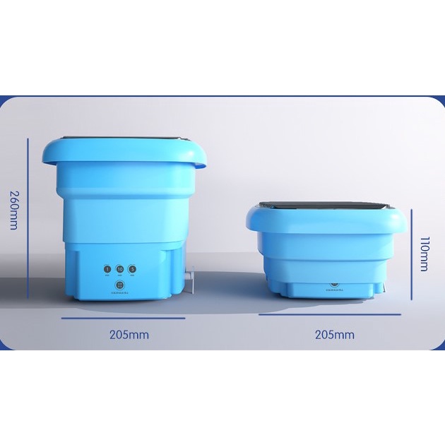 [Hàng HOT] Máy Giặt Mini Gấp Gọn Di Động Với Rổ Vòng Quay Khô / Ống Thoát Nước Cho Tất Quần Lót【Carbon070】