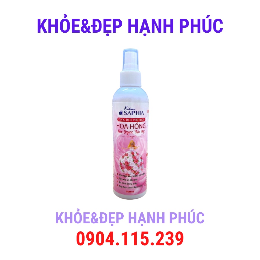 Kiềm Saphia dung dịch phụ khoa Hoa Hồng – Kiềm Organic thảo mộc – 200m