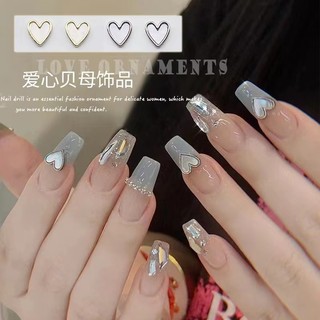 Set 10 charm tim trắng trang trí móng