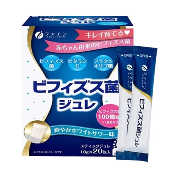 Thạch men vi sinh hỗ trợ tiêu hóa cho trẻ Nhật Bản - Fine Japan Bifidobacteria Jelly hộp 20 gói