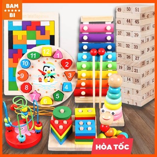 Đồ chơi gỗ Montessories thông minh phát triển trí tuệ cho bé - Combo 6 món giá tiết kiệm dành cho bé 1 2 3 4 tuổi