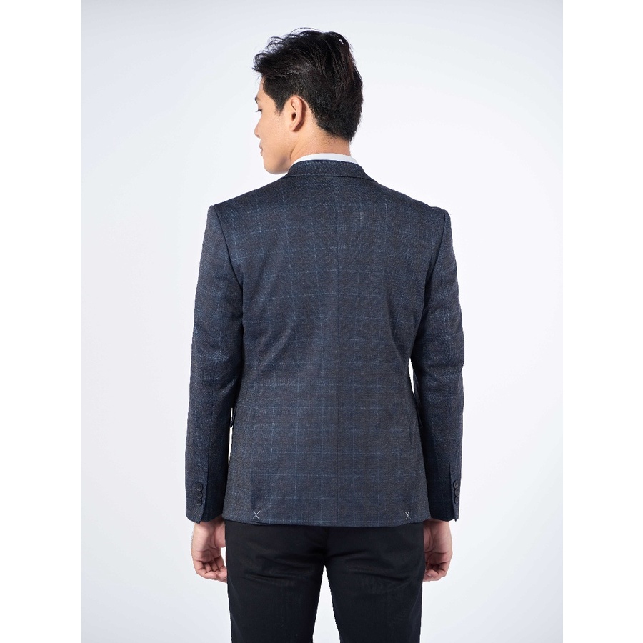 Áo khoác blazer nam Owen BL220696 vest demi công sở kẻ caro ghi đậm vải polyester cao cấp nhẹ thoáng dáng regular fit