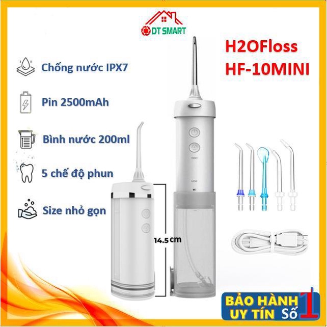 Máy tăm nước cầm tay H2ofloss HF-10 mini , phiên bản siêu nhỏ gọn, siêu mạnh, siêu bền. Vệ sinh răng miệng hoàn hảo